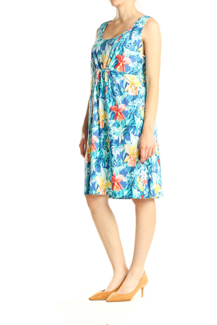 Blue Tropical Print Day Fit & Flare Dress