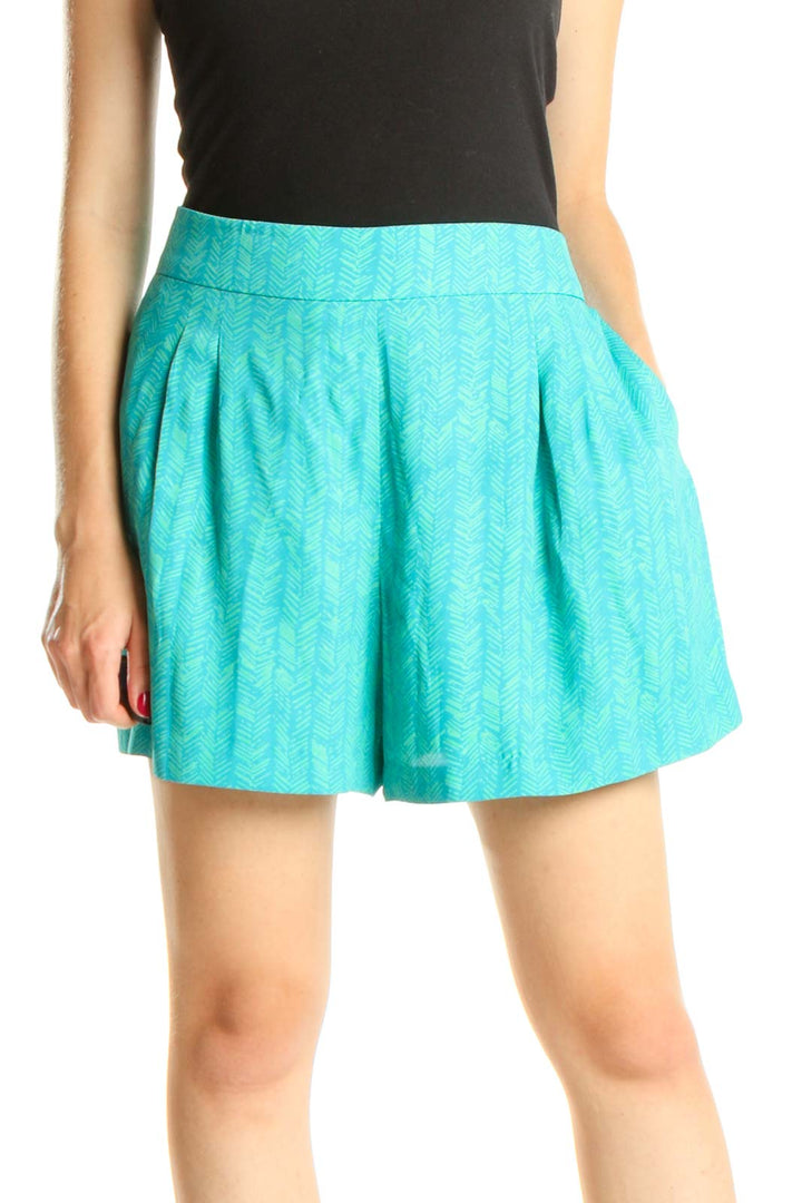 Blue Green Printed Chic Shorts