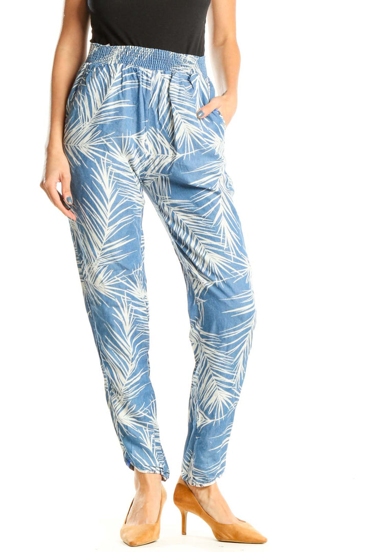 Blue Tropical Print All Day Wear Pants