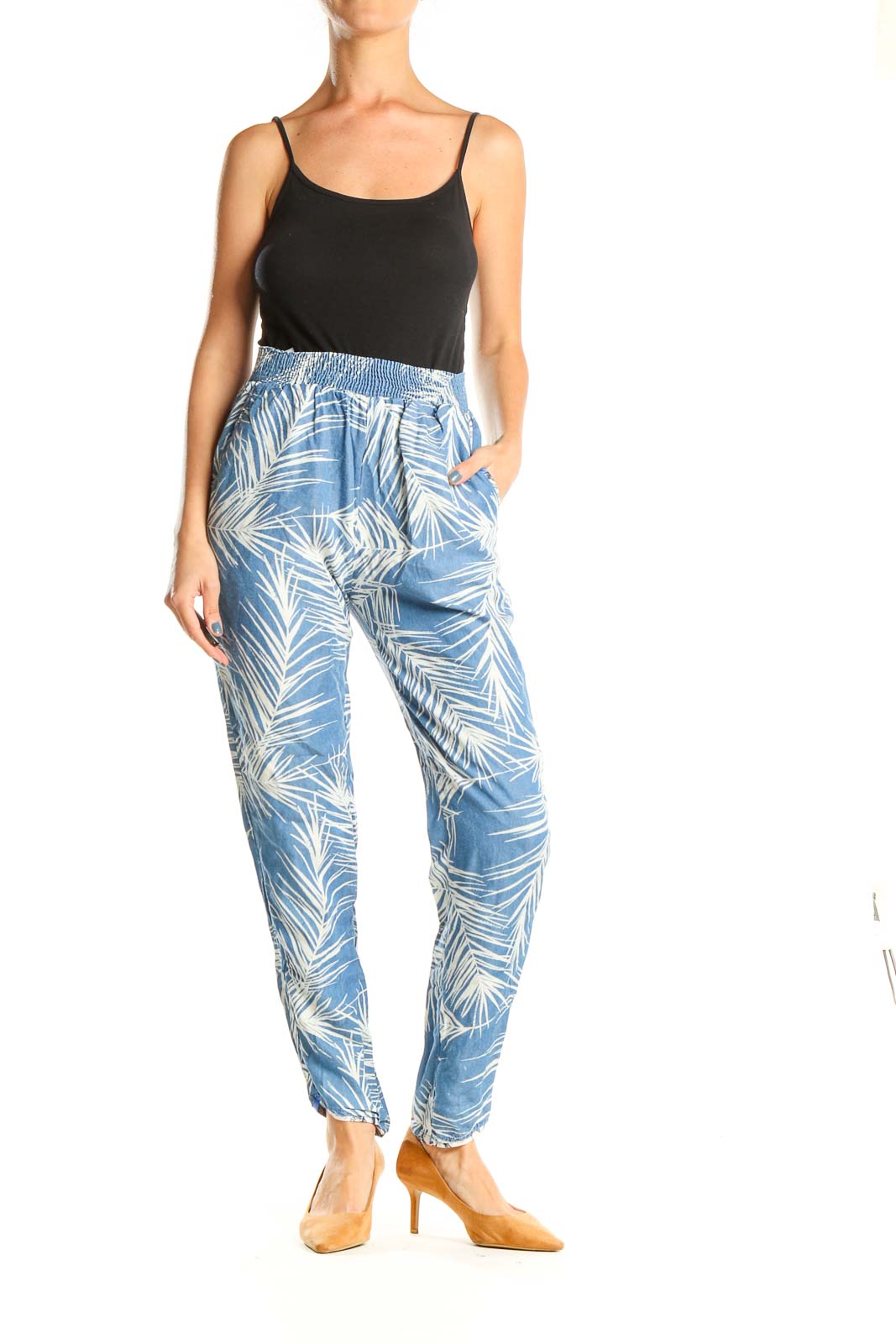 Blue Tropical Print All Day Wear Pants