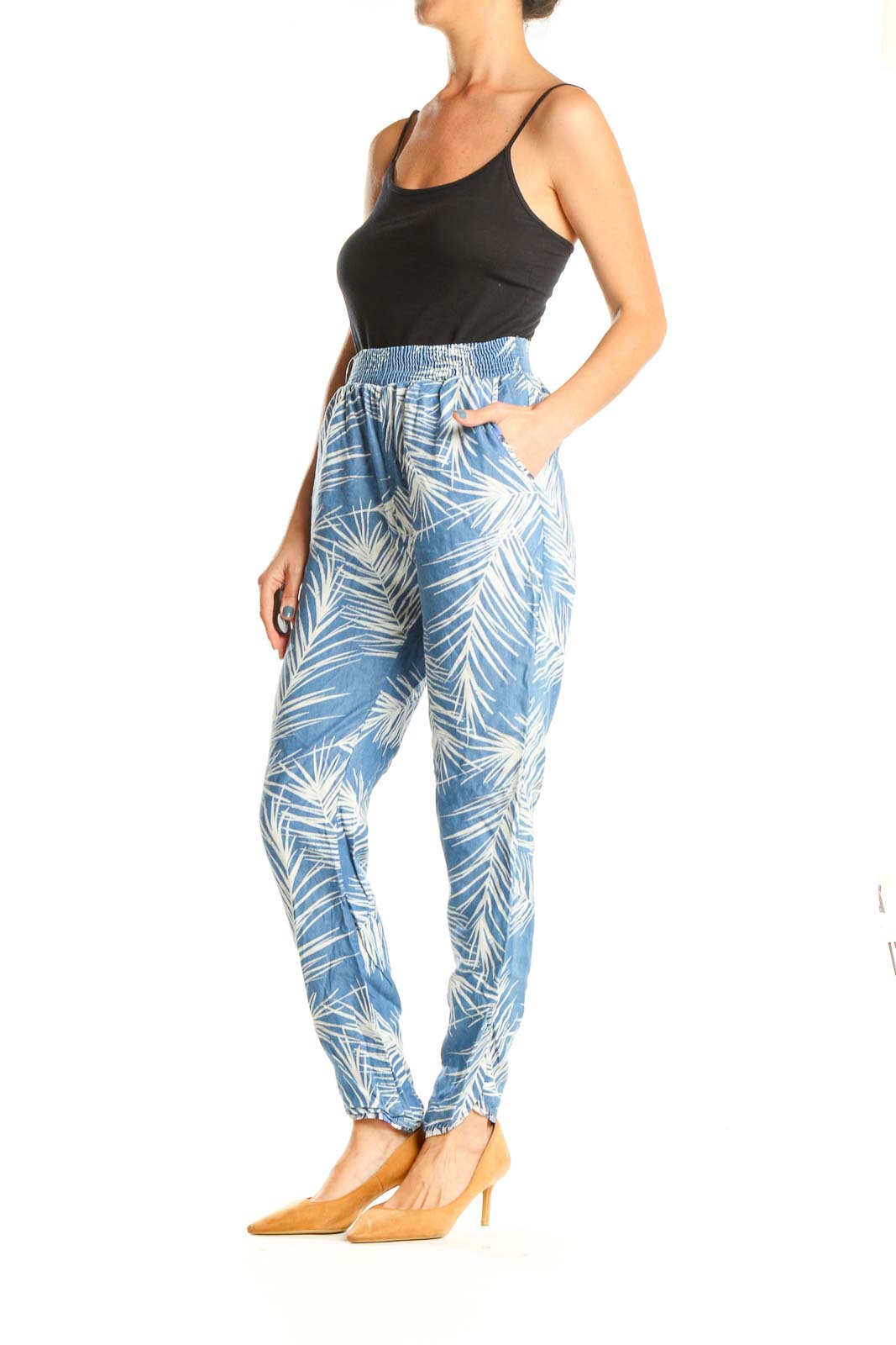 Blue Tropical Print All Day Wear Pants