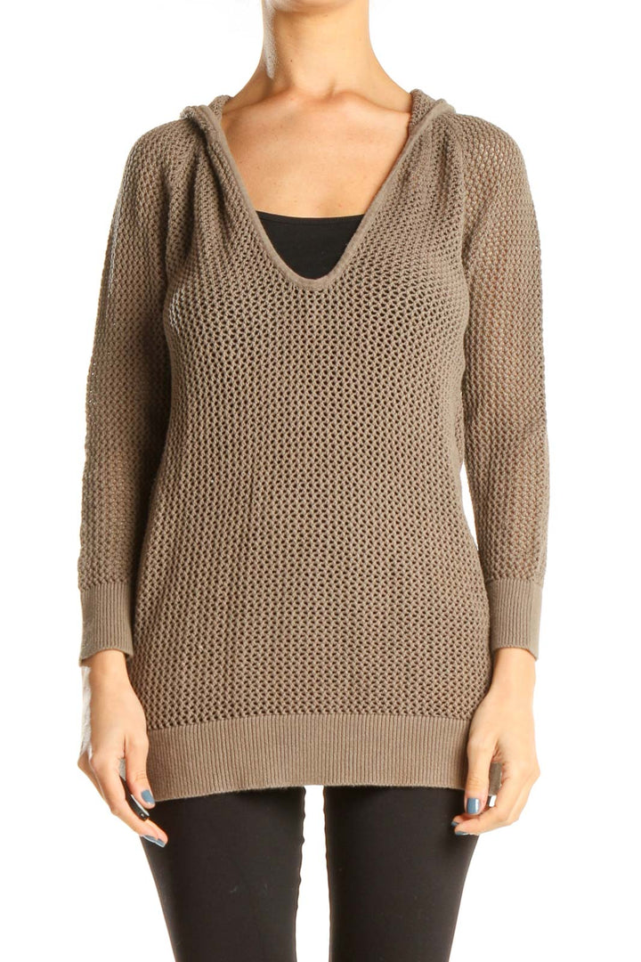 Brown Casual Knitted Sweater