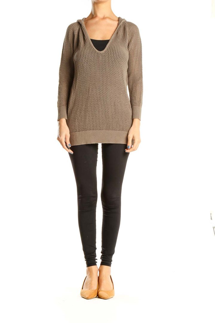 Brown Casual Knitted Sweater