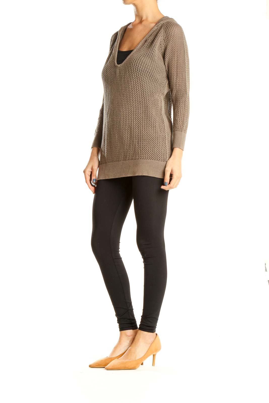 Brown Casual Knitted Sweater