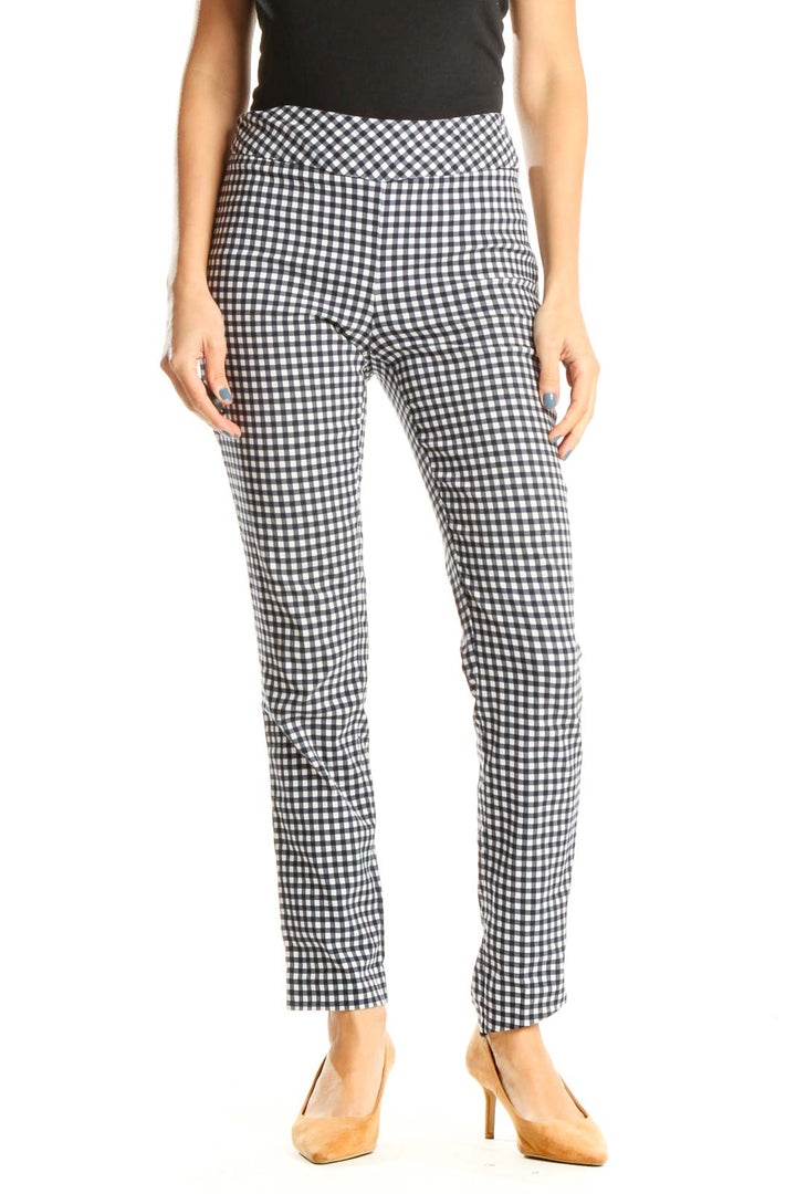 White Black Checkered Classic Trousers