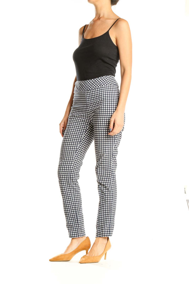 White Black Checkered Classic Trousers