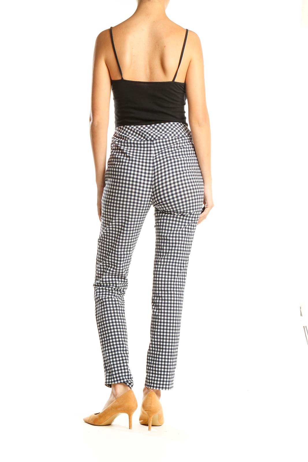 White Black Checkered Classic Trousers