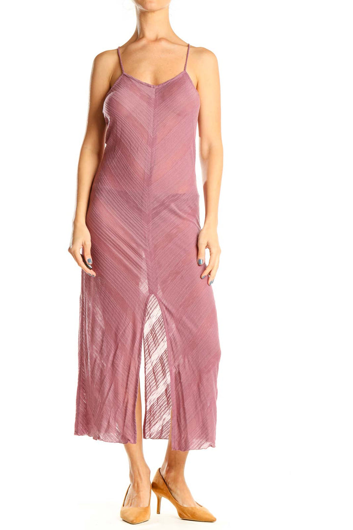 Pink Textured Bohemian Beach Cover-Up Dress