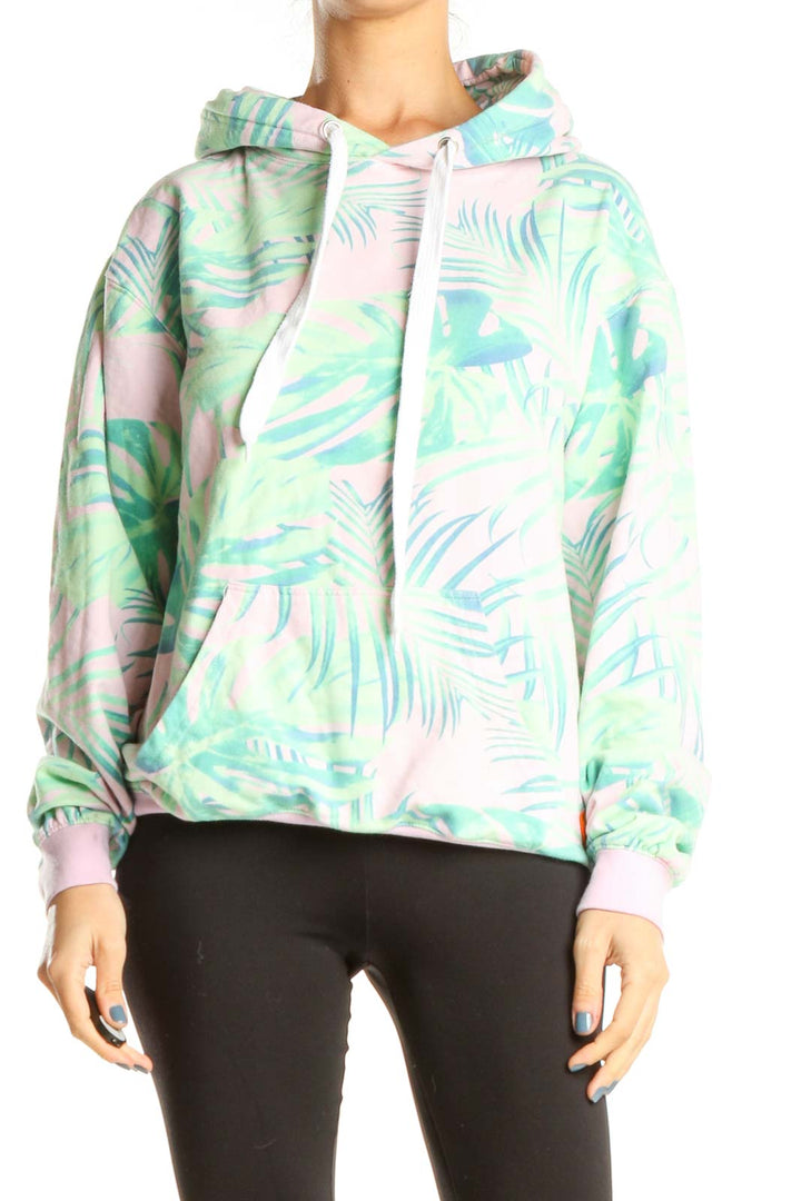 Pink Green Tropical Printed Sweatshirt