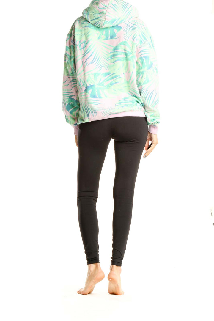 Pink Green Tropical Printed Sweatshirt