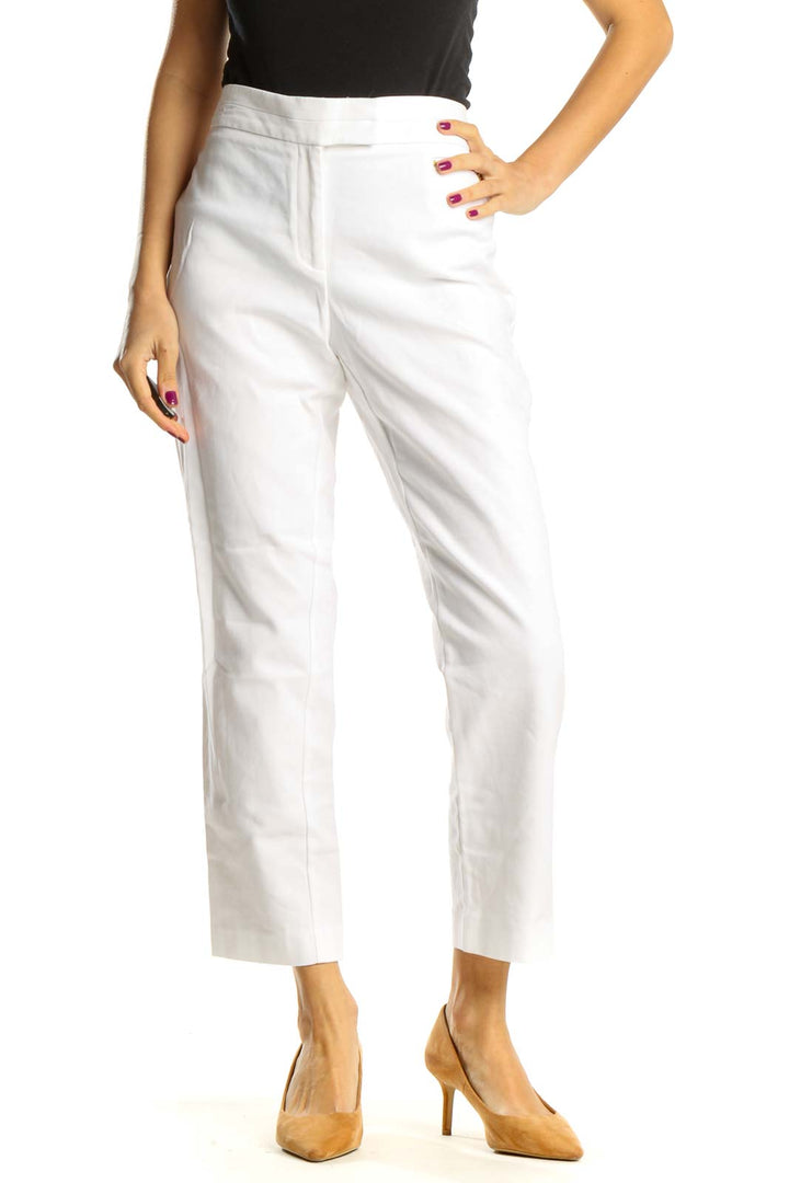 White All Day Wear Cropped Trousers