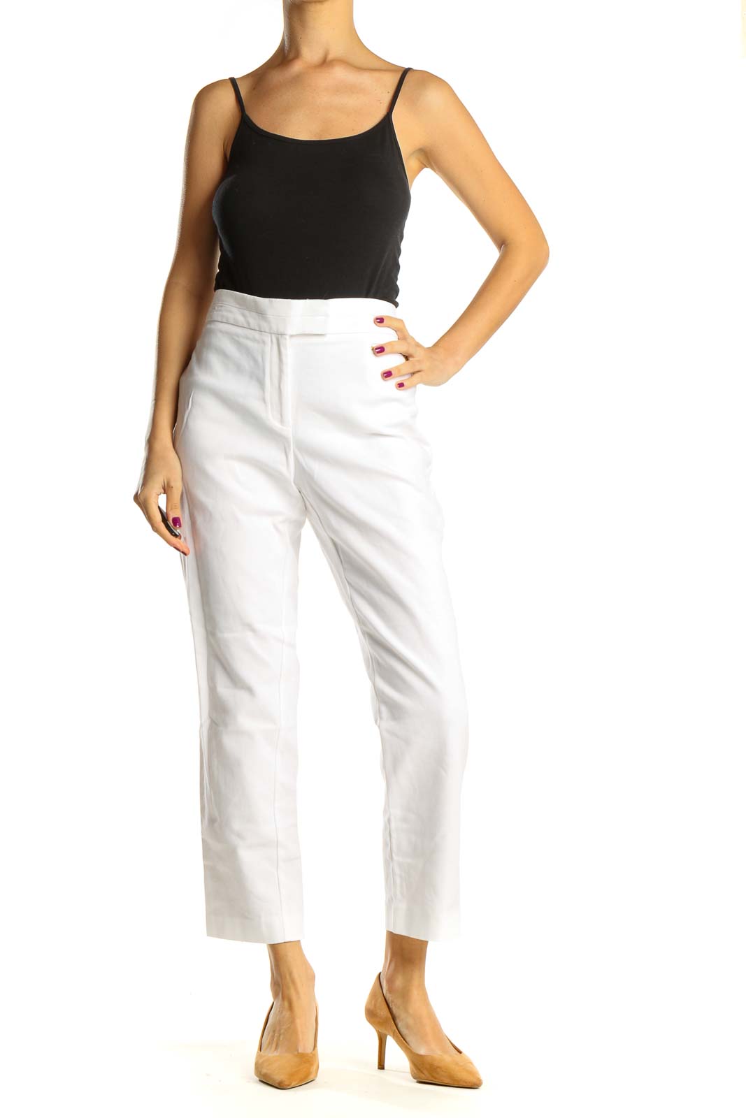 White All Day Wear Cropped Trousers