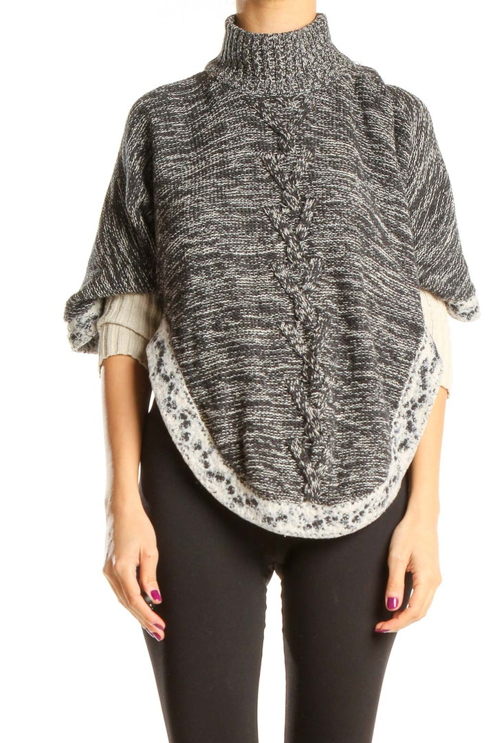 Gray All Day Wear Shawl Sweater