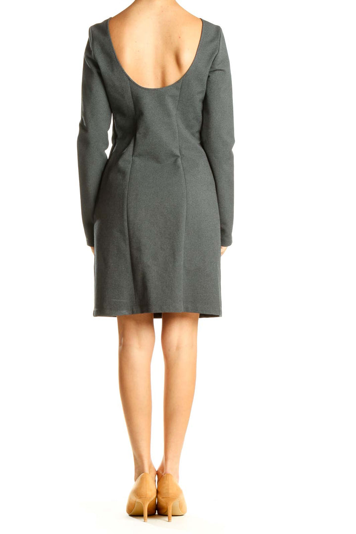 Gray Structured Work A-Line Dress