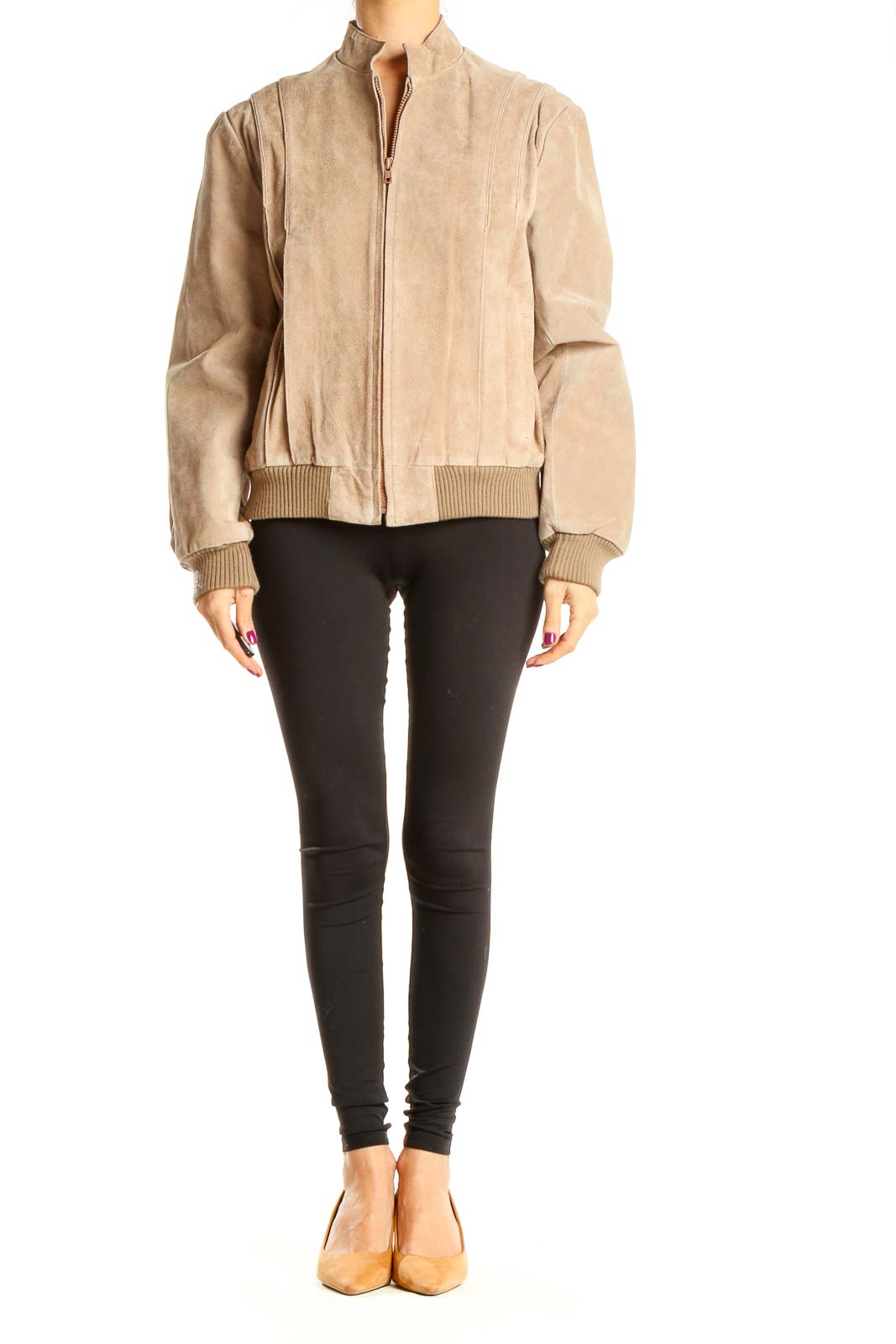 Beige Bomber Jacket