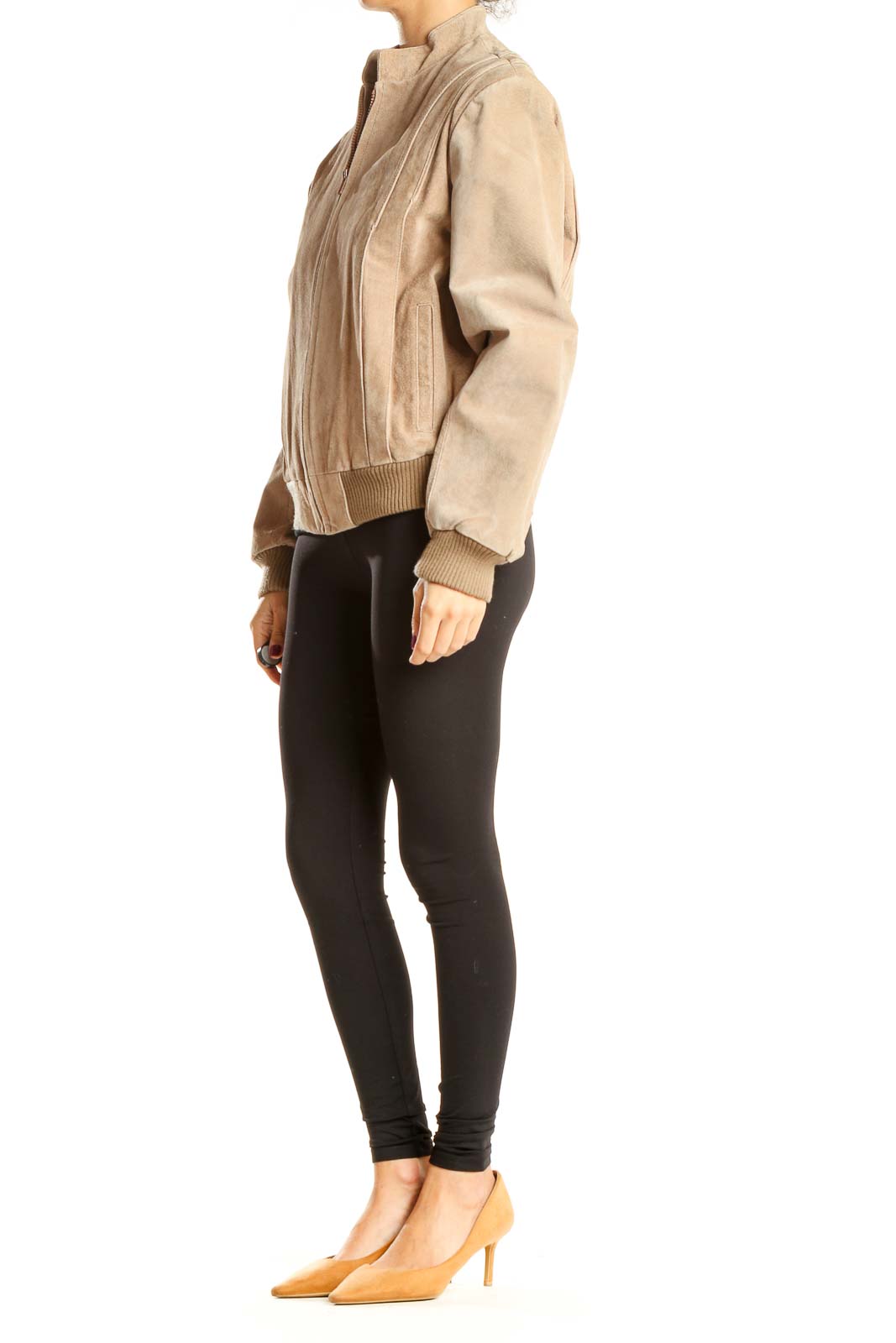 Beige Bomber Jacket