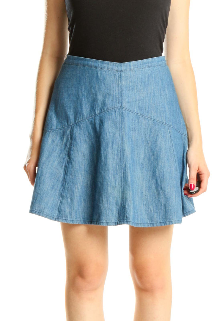 Blue Chic Flared Skater Skirt