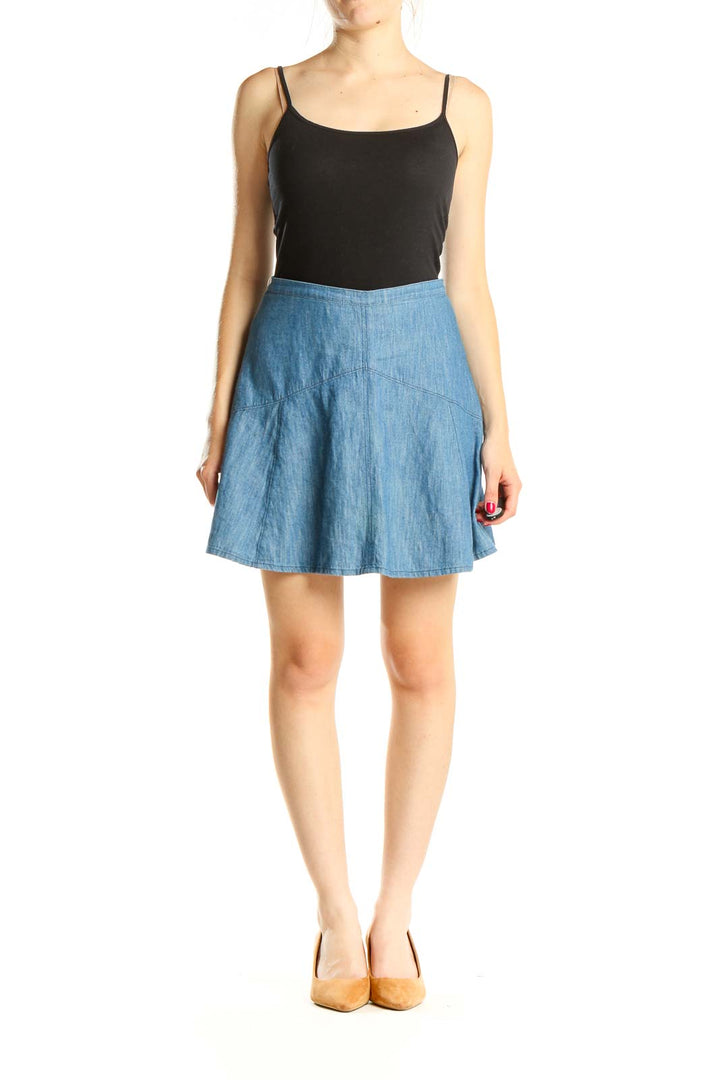 Blue Chic Flared Skater Skirt