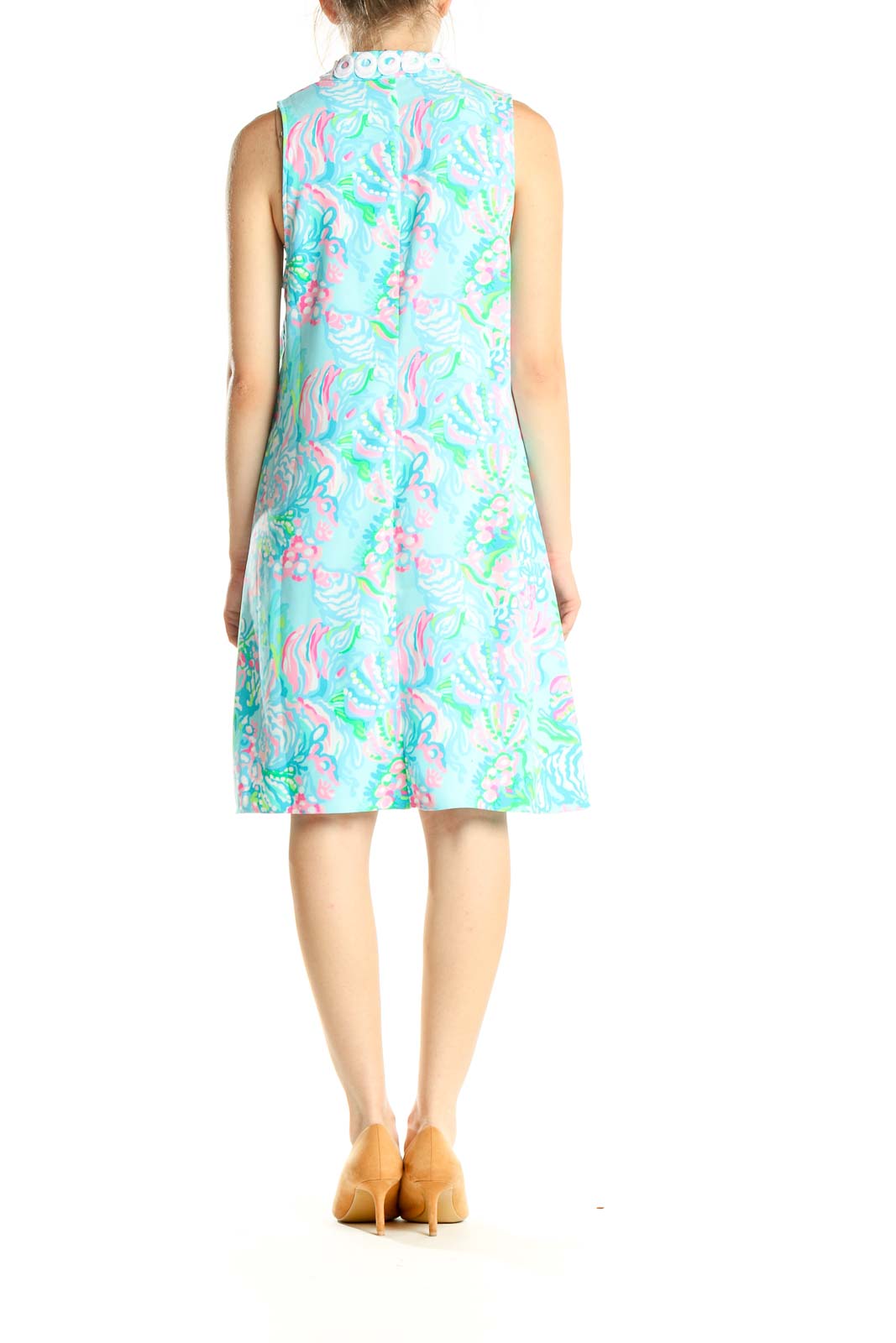 Blue Tropical Print Holiday Shift Dress