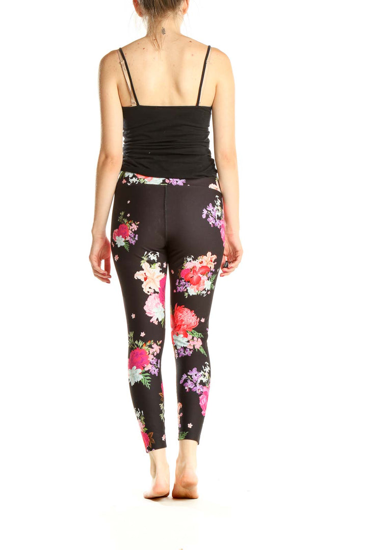 Black Floral Print Activewear Leggings