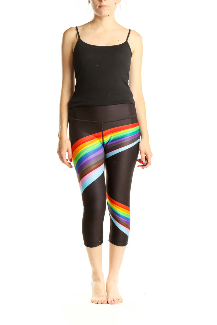 Black Rainbow Striped Activewear Leggings