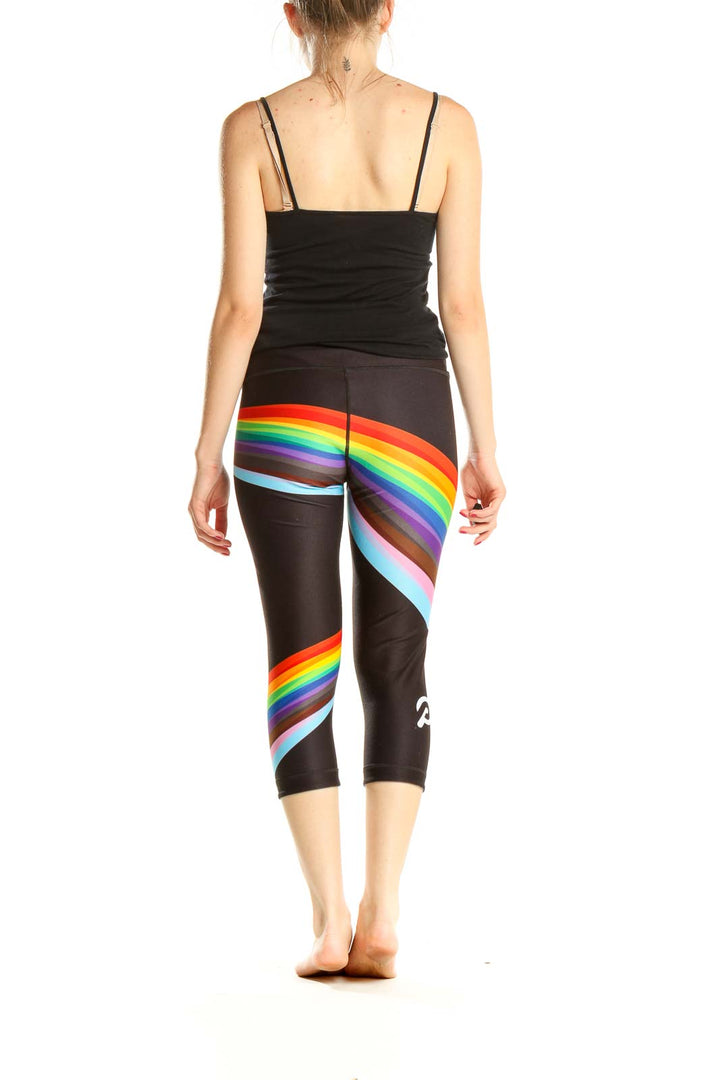 Black Rainbow Striped Activewear Leggings