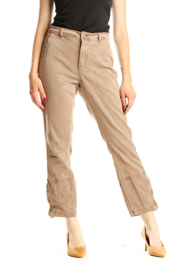 Tan Classic Cropped Cargos Pants