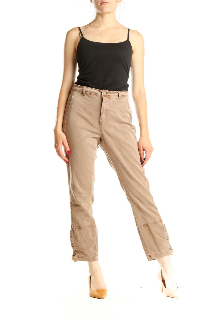 Tan Classic Cropped Cargos Pants