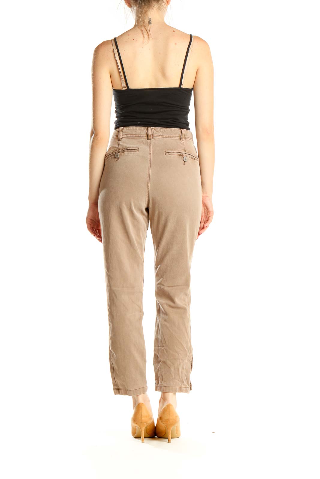 Tan Classic Cropped Cargos Pants