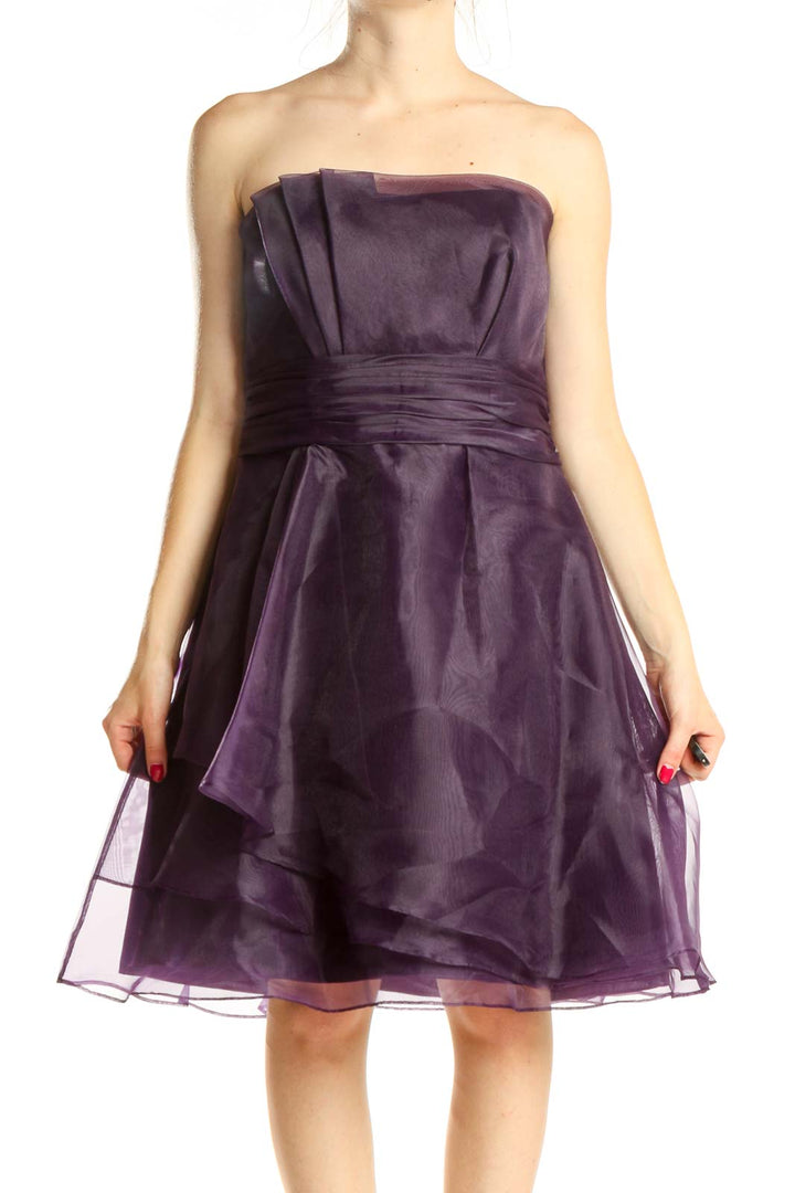 Purple Semiformal Strapless Fit & Flare Dress