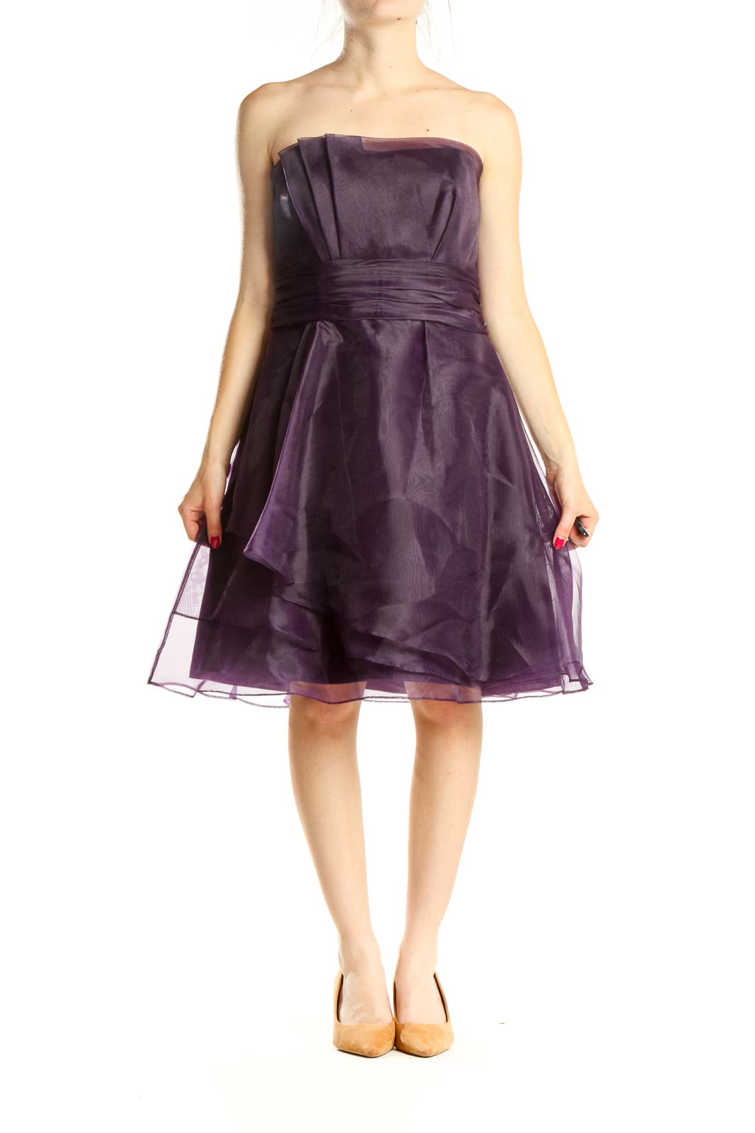 Purple Semiformal Strapless Fit & Flare Dress