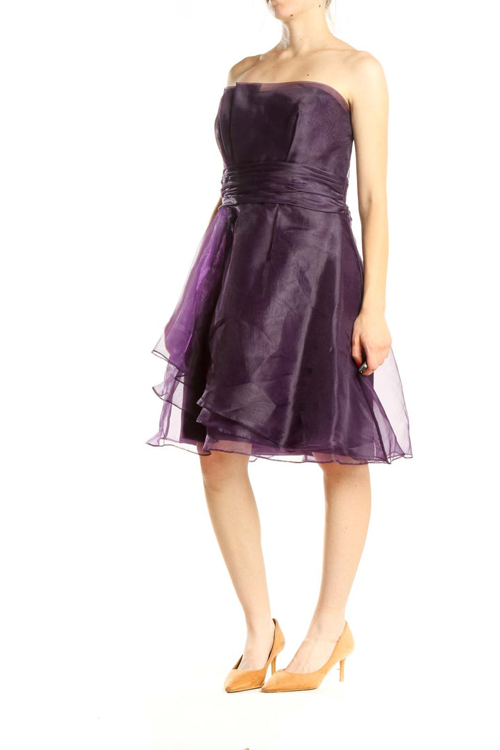 Purple Semiformal Strapless Fit & Flare Dress