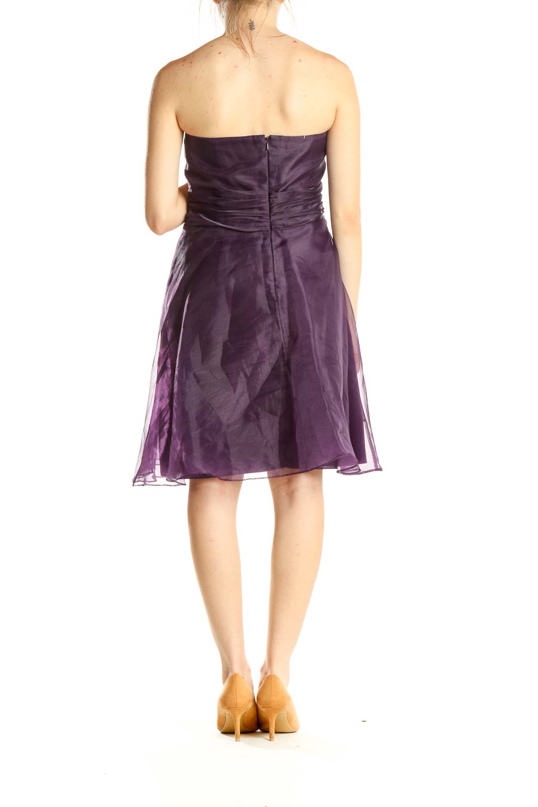 Purple Semiformal Strapless Fit & Flare Dress