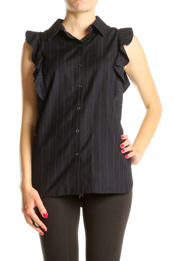 Black Striped Chic Structured Blouse