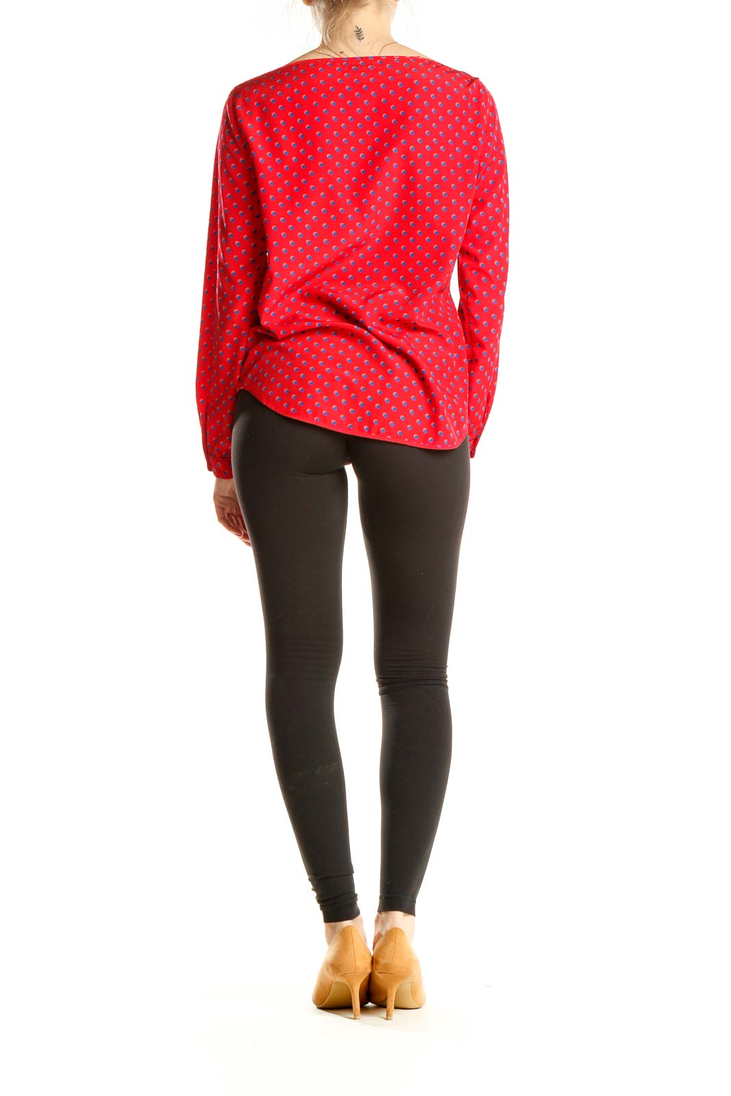 Red Printed Boatneck Top