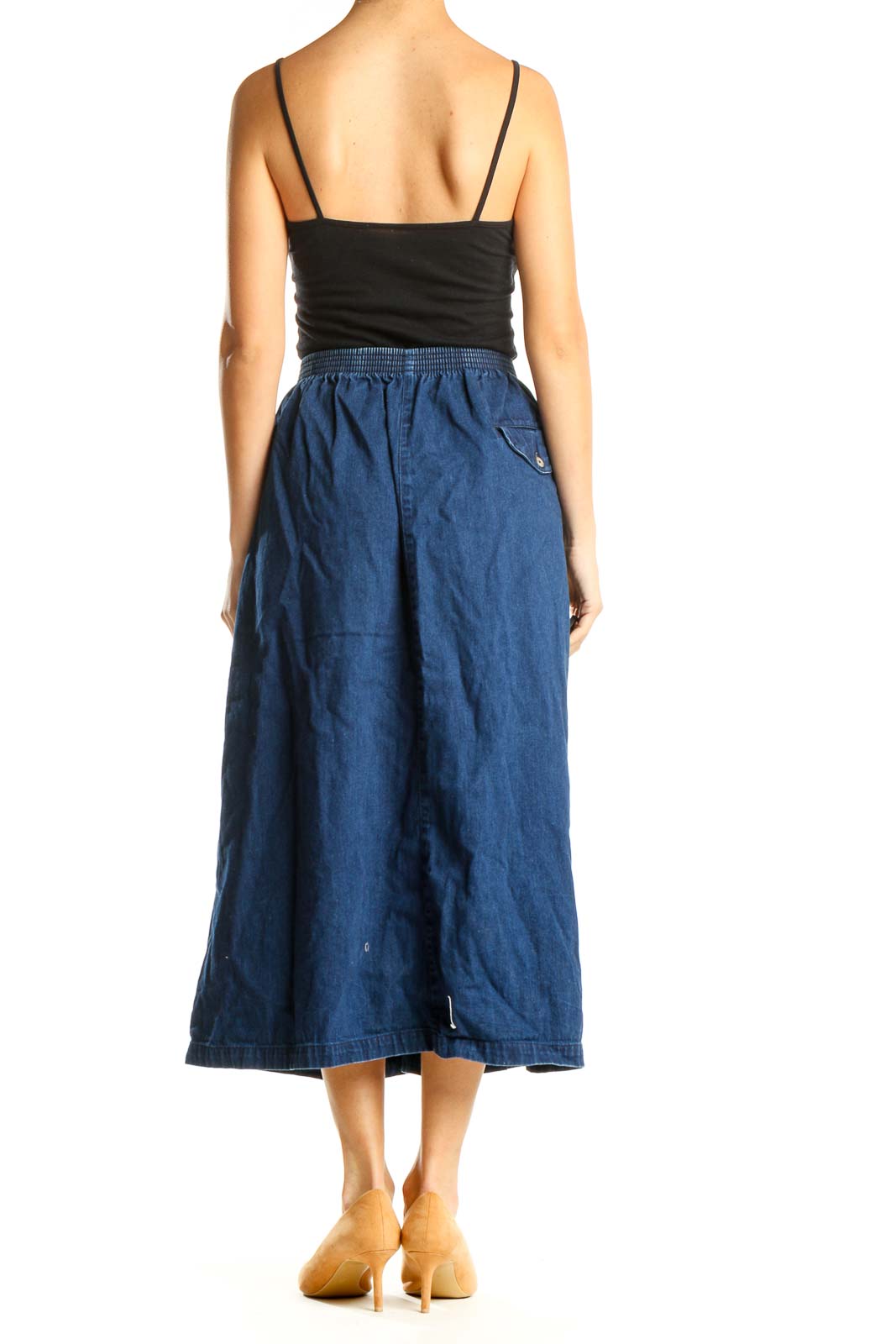 Blue Retro Denim A-Line Skirt