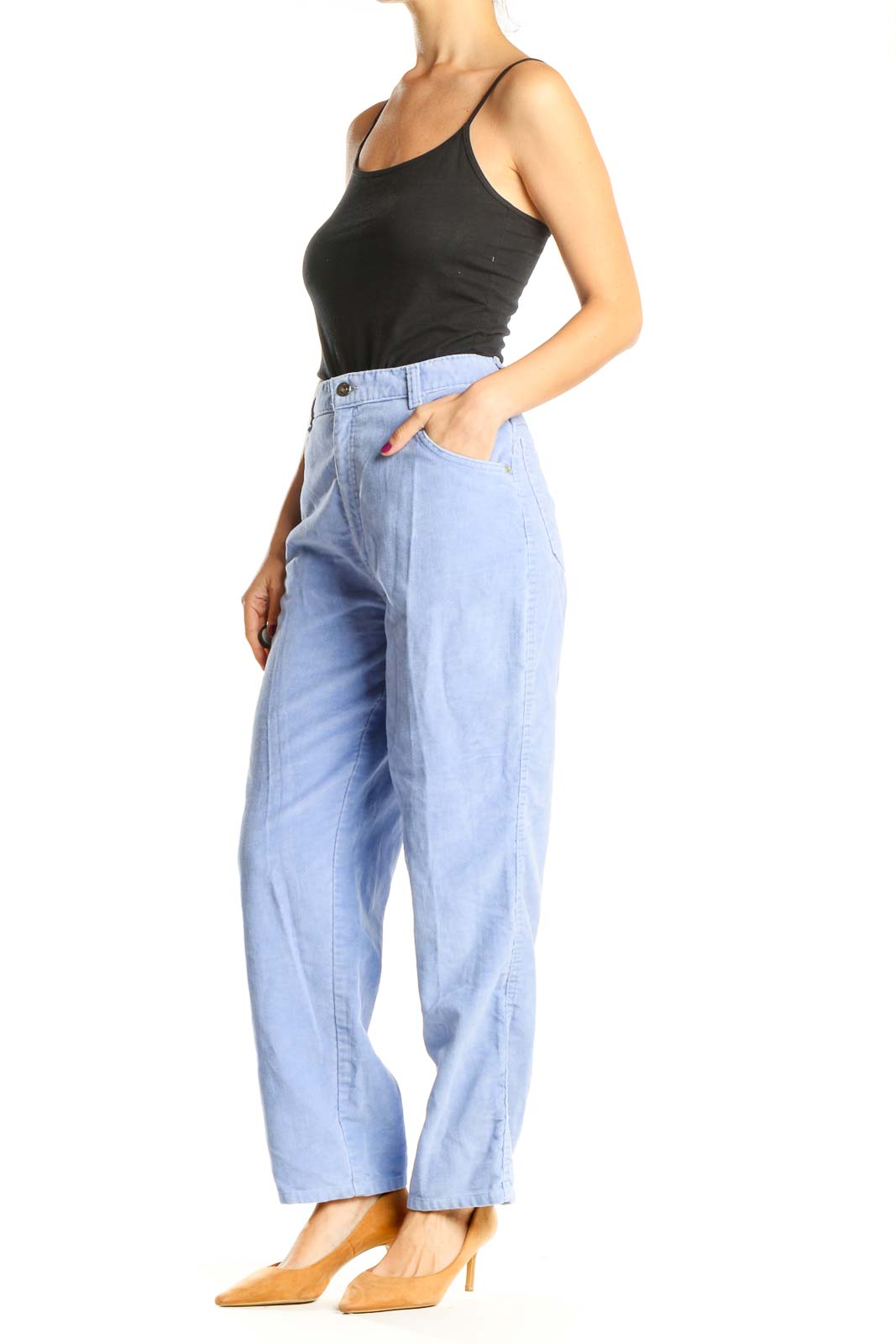 Blue Vintage Textured Jean Pants