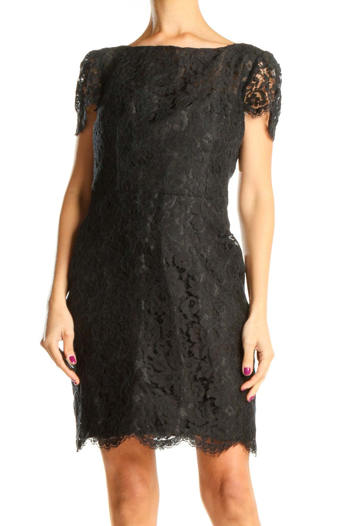 Black Lace Cocktail Sheath Dress