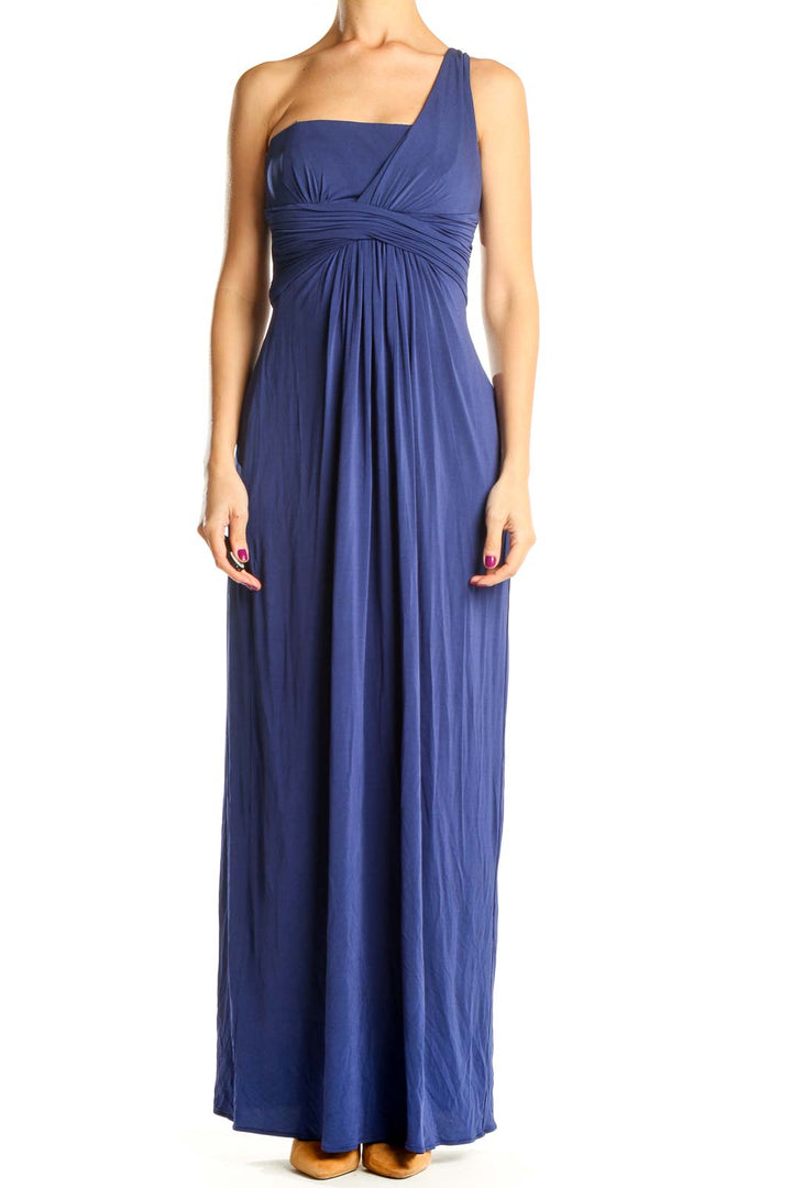 Blue One Shoulder Formal Column Dress