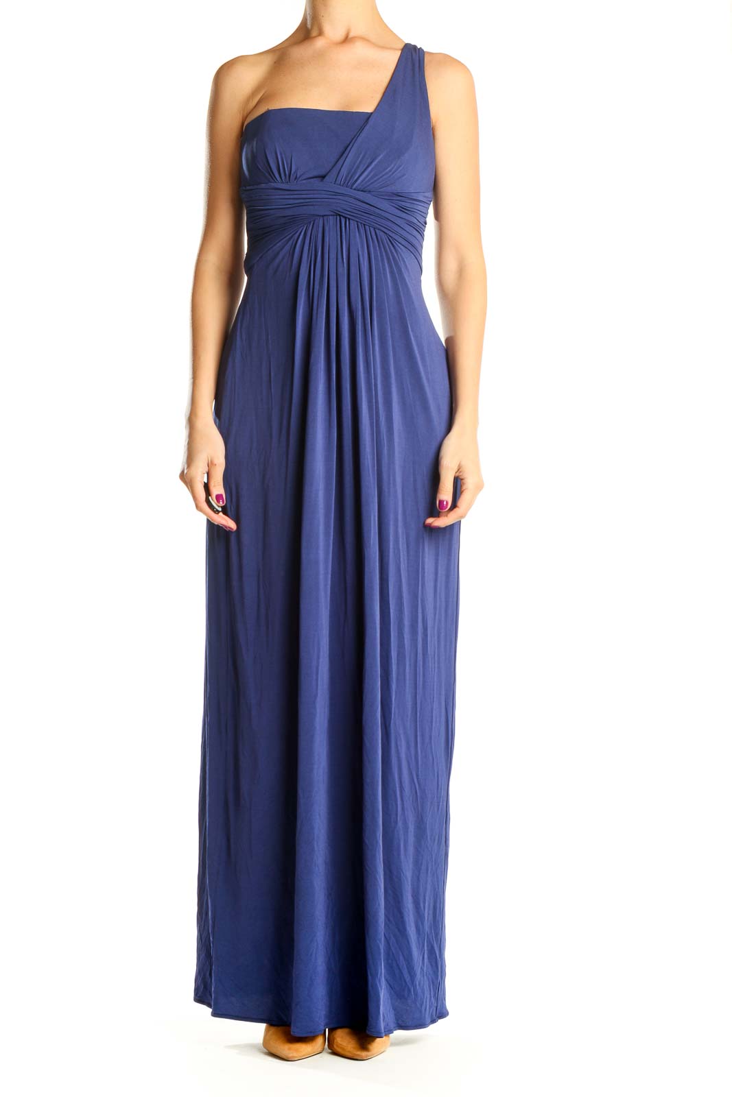 Blue One Shoulder Formal Column Dress