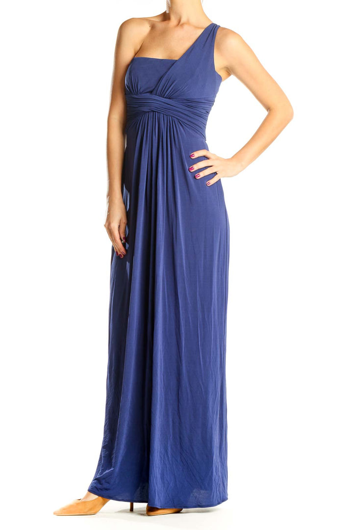 Blue One Shoulder Formal Column Dress