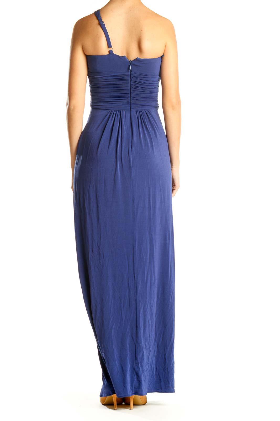 Blue One Shoulder Formal Column Dress