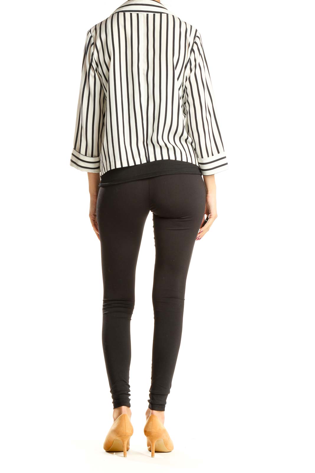 White Black Striped Blazer