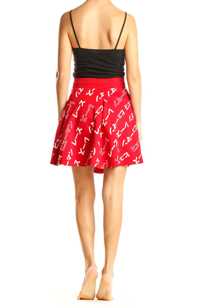 Red Printed Activewear A-Line Skirt