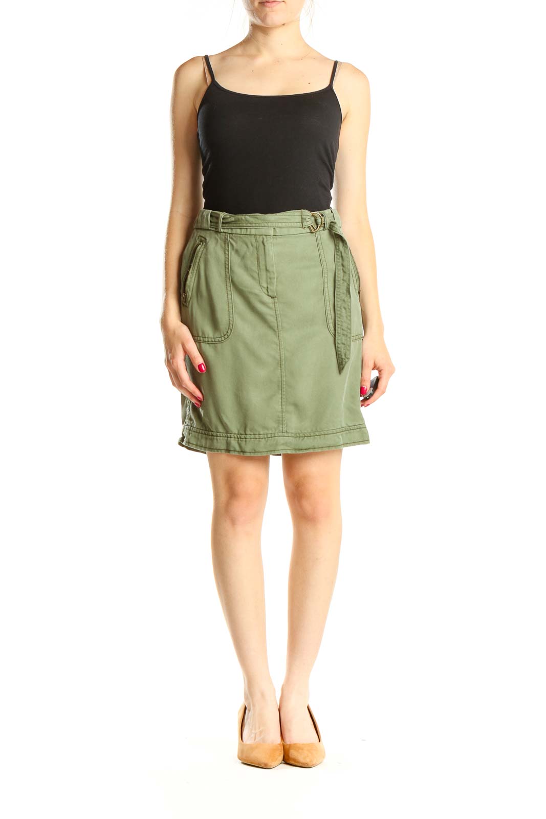 Army Green Chic Cargo Skirt