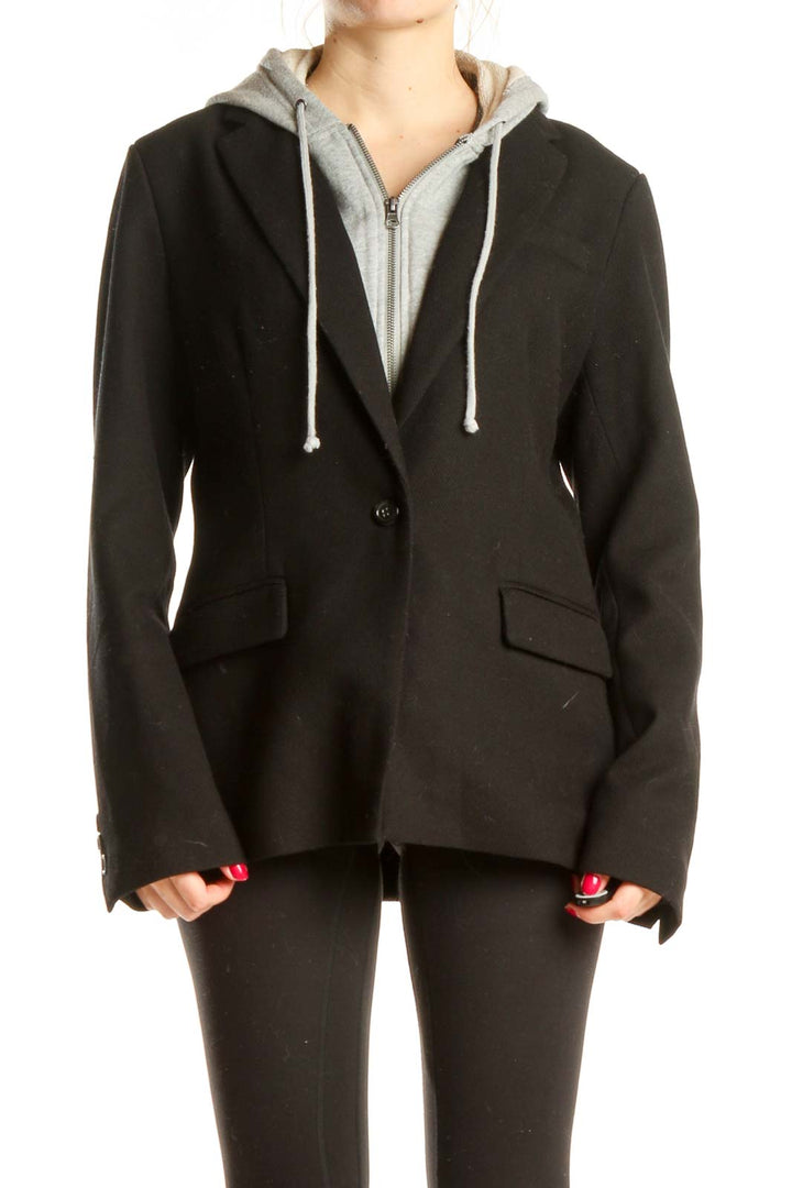 Black Blazer With Sewn In Sweatshirt Detail