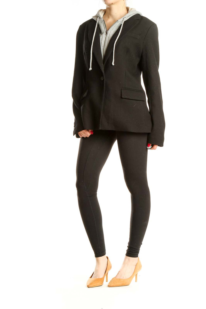 Black Blazer With Sewn In Sweatshirt Detail