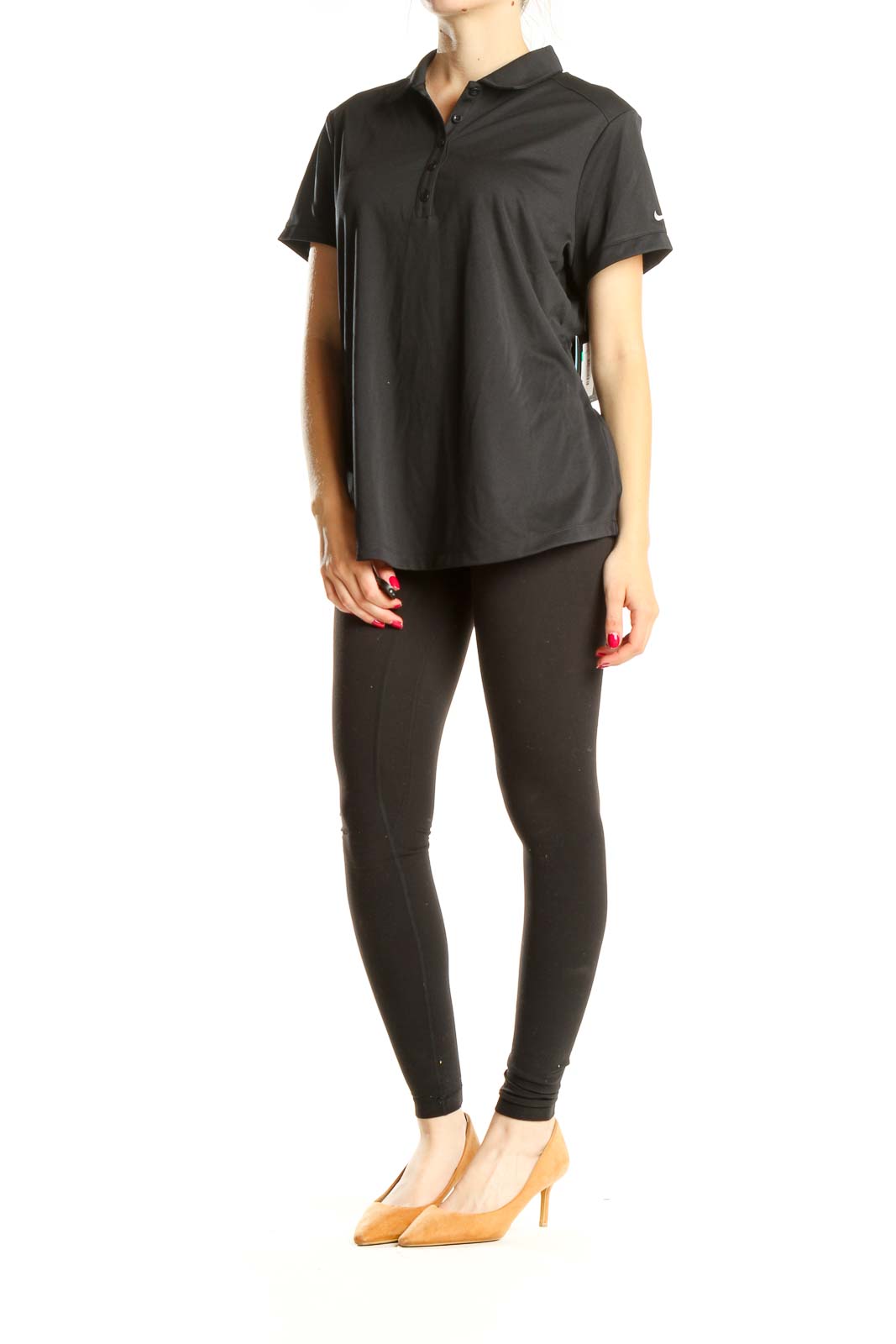 Black Activewear Polo Top