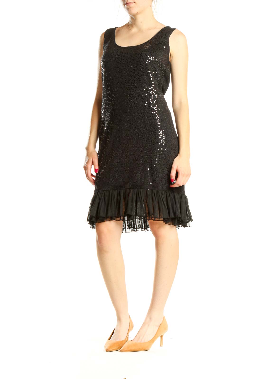 Black Sequin Cocktail Sheath Dress