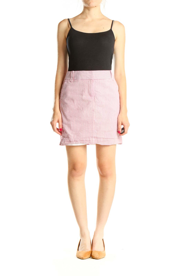 Pink Striped Chic A-Line Skirt